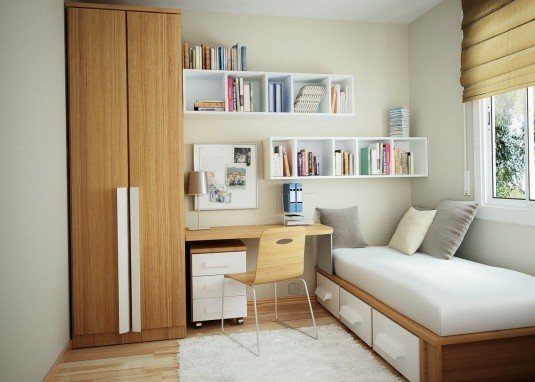 современный дизайн маленькой спальни фото